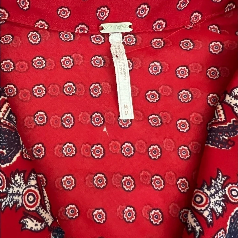 Free people Printed floral Blouse sheer Easy Rider Button-down in Red Combo